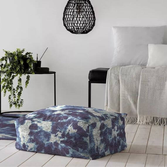 Pouf bleu abstrait moderne Azuri